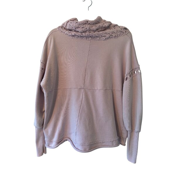 Free People Melody Crochet Trim Pullover Sweatshirt Lilac Lavender Womens - Picture 2 of 10